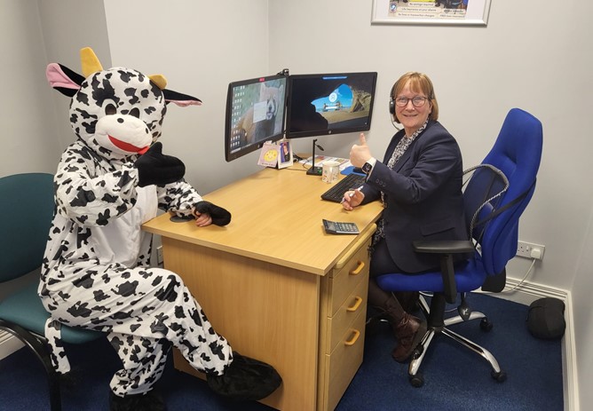 Moola the Cow called in to chat with our friendly loans officer, Kate!