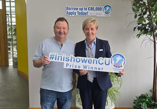 Great to have another one of our member draw prize winners in our branch for a photo. Peter was one of our lucky €5,000 winners in our member draw