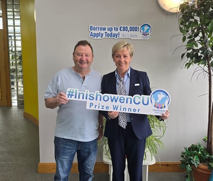 Great to have another one of our member draw prize winners in our branch for a photo. Peter was one of our lucky €5,000 winners in our member draw